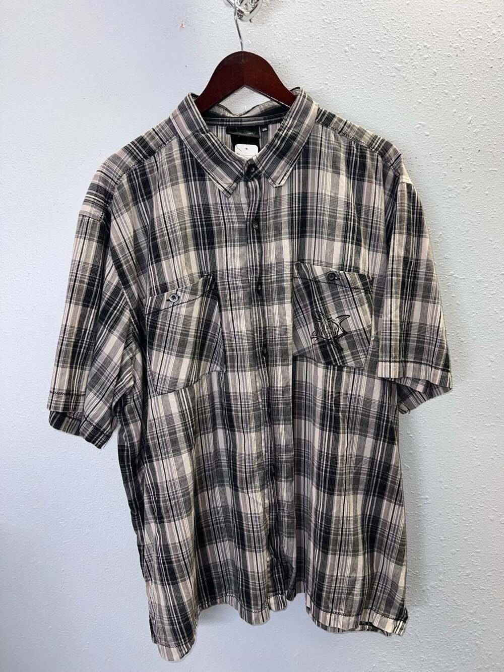 Harley Davidson Mens 2XL Plaid Short Sleeve Button Up Shirt Graphic Back 0624